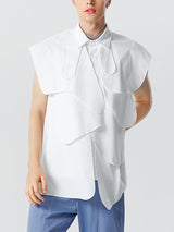 Mens Layered Design Button Up Sleeveless Shirt SKUK18248