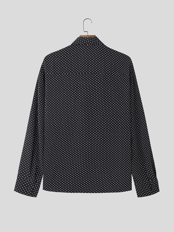 Mens Sexy Polka Dot Long Sleeve Shirt SKUK66923