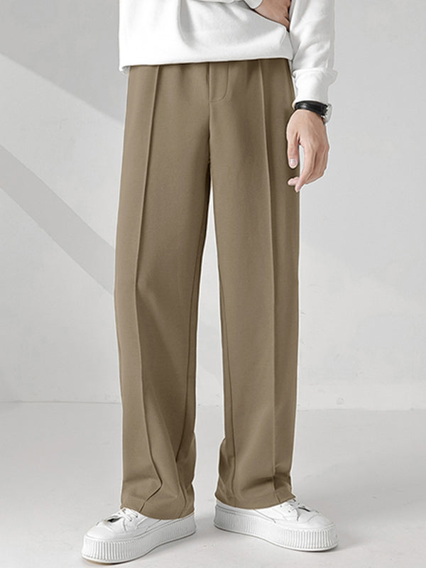 Mens Pleated Solid Casual Straight Pants SKUJ40322