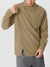 Mens Oblique Button Design Irregular Solid Shirt SKUK08357