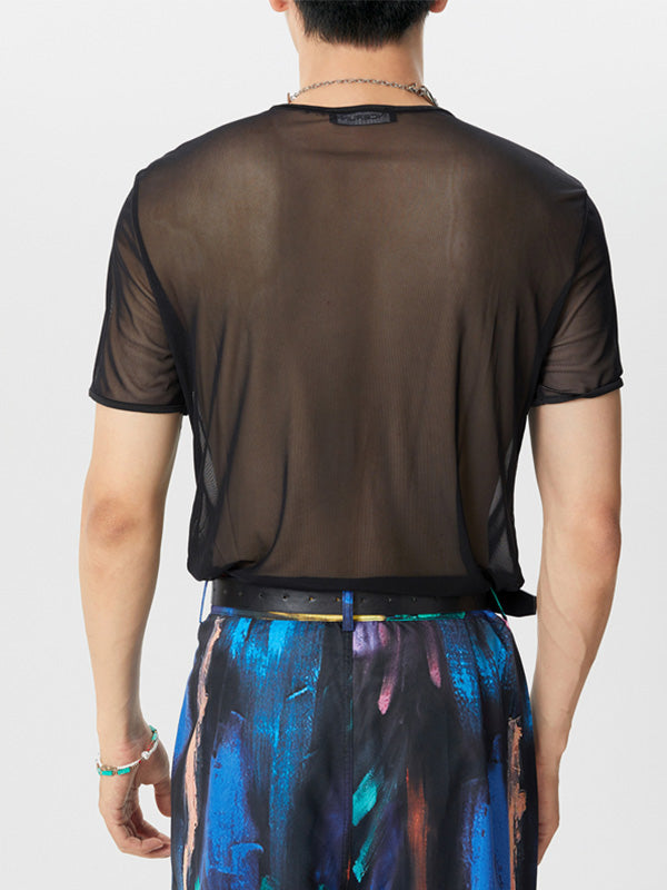 Mens Mesh See Through Short Sleeve T-Shirt SKUK35602