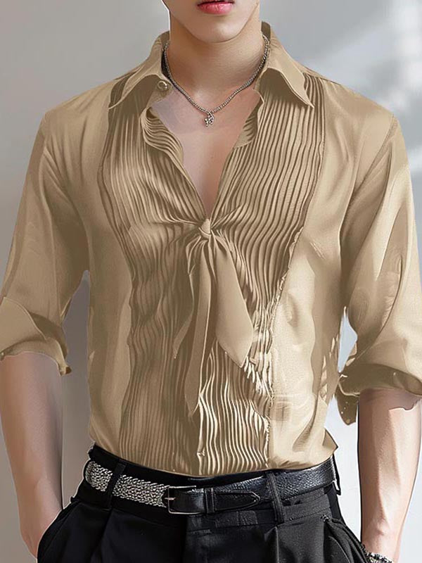 Mens Chiffon Sheer Long Sleeve Shirt SKUK76941