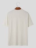 Mens Solid Notched Neck Short Sleeve T-Shirt SKUK63649