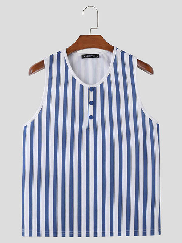 Mens Fashion V-Neck Striped Sleeveless Tank SKUK70054