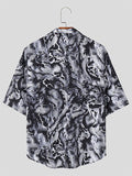 Mens Leopard Print Lapel Collar Half Sleeve Shirt SKUK62591
