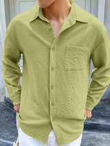 Mens Solid Color Textured Long Sleeve Shirt SKUK72467