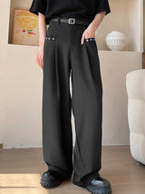 Mens Solid Metal Hole Design Casual Pants SKUK21729