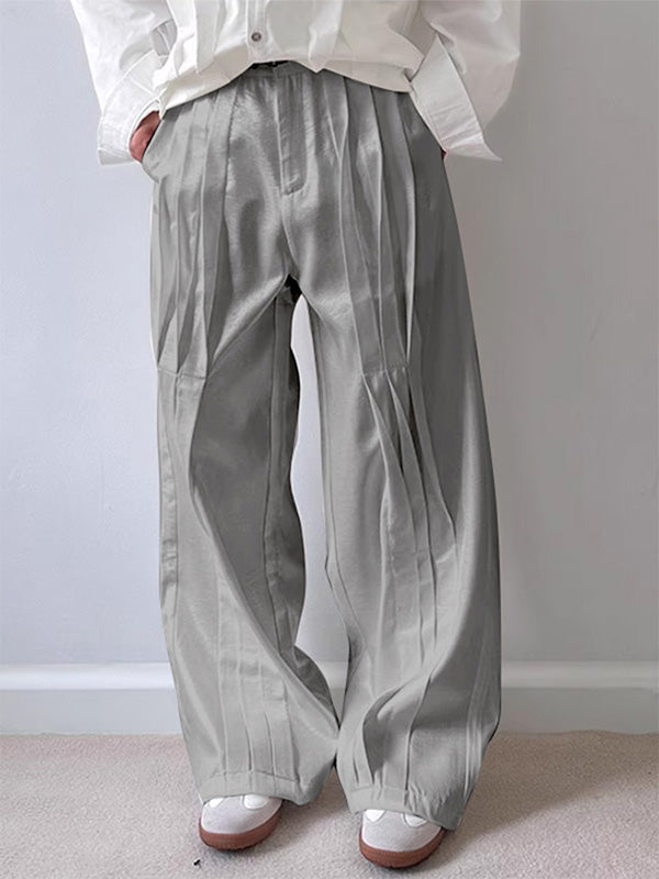 Mens Solid Color Pleated Design Long Pant SKUK61156