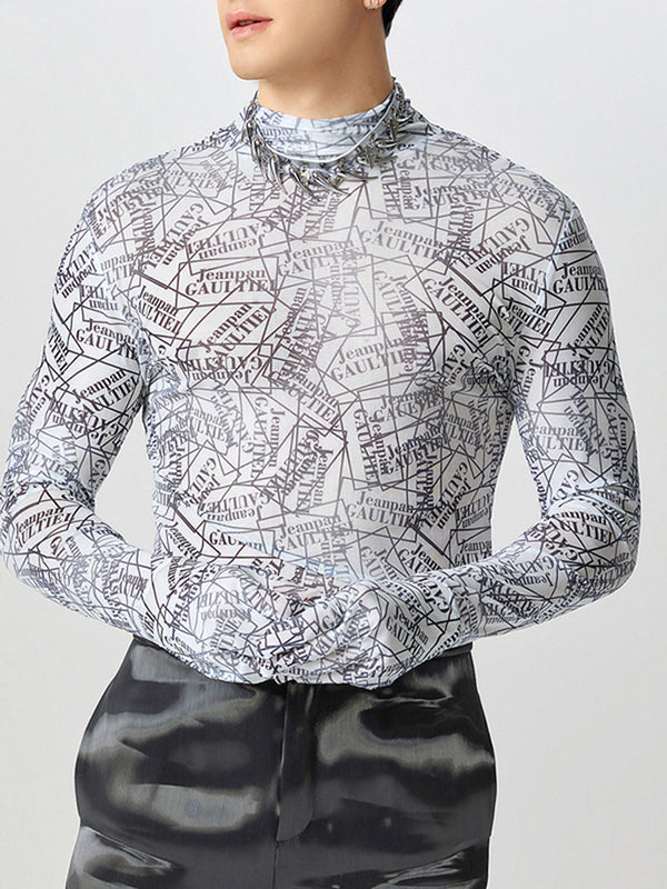 Mens Letter Print Fitted Long-Sleeve T-Shirt SKUK82378