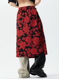 Mens Floral Print Pleated Button Design Skirt SKUK41920