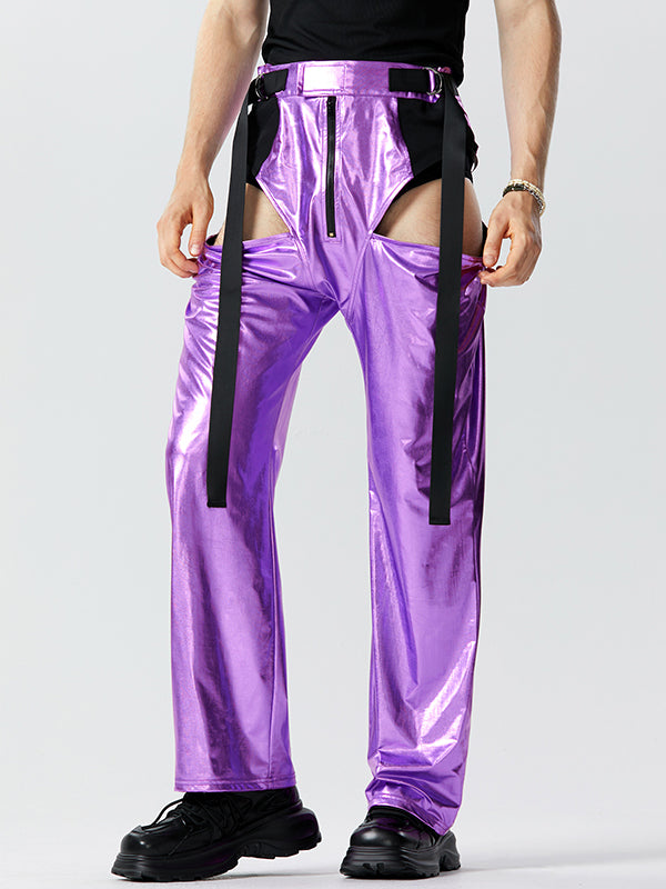 Mens Metallic Cutout Deconstruction Cargo Style Pants SKUK15908