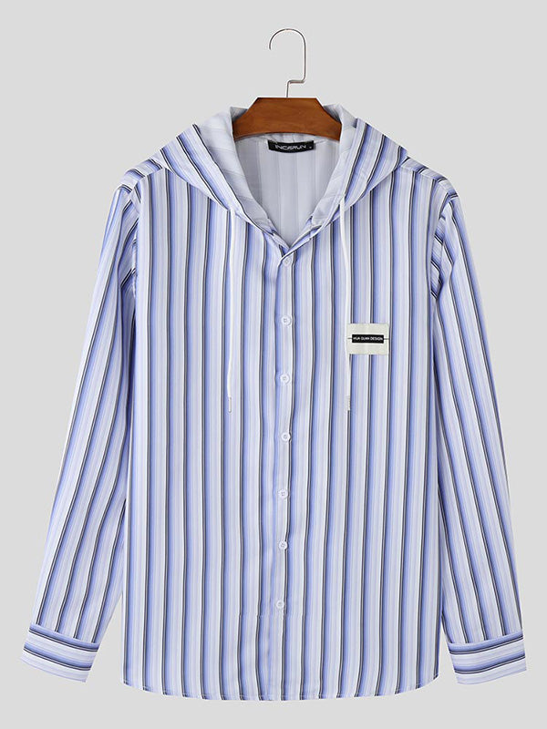 Mens Casual Striped Long Sleeve Shirt SKUK79443