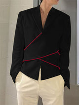 Mens Cross-Design Color-Blocked Long Sleeve Blazer SKUK93612