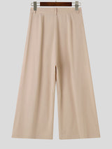 Mens Solid Pleated Wide Leg Pants SKUK17996