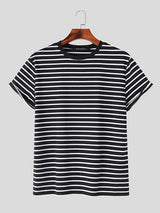 Mens Striped Crew Neck Short Sleeve T-Shirt SKUK52965