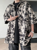 Mens Leopard Print Lapel Collar Short Sleeve Shirt SKUK58418