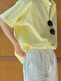 Mens Solid Lapel Collar Short Sleeve Shirt SKUK63683