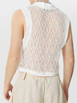 Mens Lace See Through Patchwork Crop Top SKUK61525