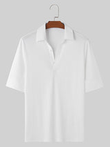 Mens Solid Textured Casual Short Sleeve Shirt SKUK51182