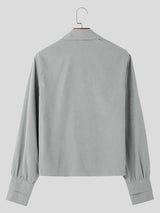 Mens Tie-Up Hollow-Out Long-Sleeve Shirt SKUK86652