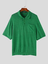 Mens Solid Color Collared Short Sleeve Shirt SKUK63661