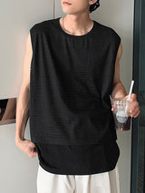 Mens Mesh Patchwork Crew Neck Sleeveless Vest SKUK62627