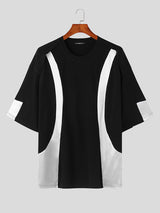 Mens Metallic Patchwork Short Sleeve Loose T-Shirt SKUK17930