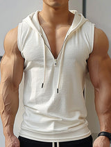 Mens Casual Solid Color Hooded Tank SKUK77336