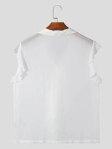 Mens Twist Knot Design Sheer Sleeveless Shirt SKUK70051