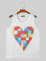 Mens Colorful Love Pattern Mesh See Through Vest SKUK51121