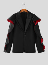 Mens Color-Block Waist-Cinching Long-Sleeve Blazer SKUK88023