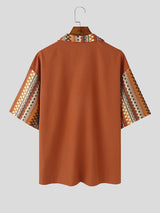 Mens Ethnic Style Color Collision Short Sleeve Shirt SKUK71644