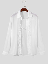 Mens Ruffles See Through Long Sleeve Shirt SKUK64165