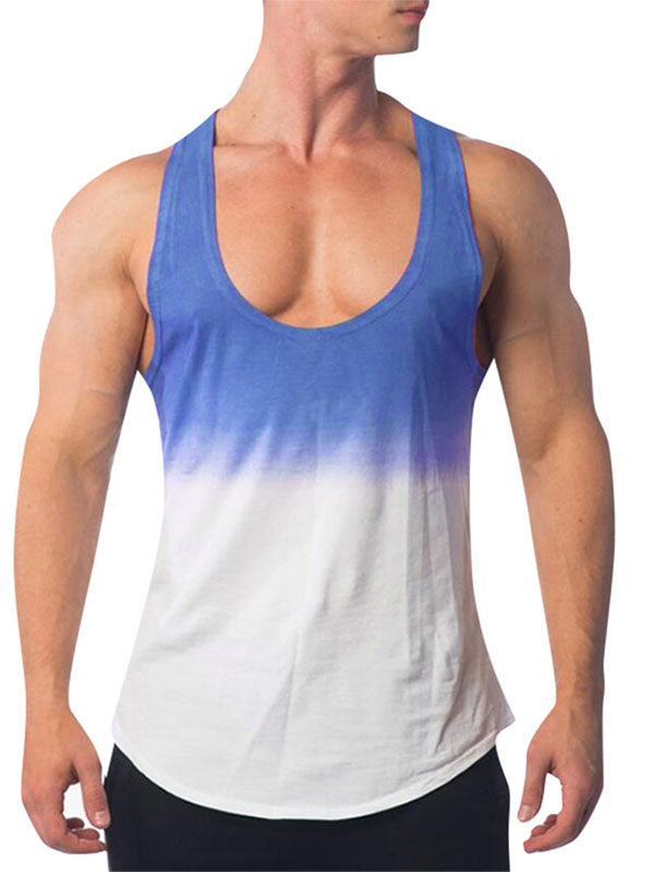 Mens Tie-Dye Gradient U-Neck Tank SKUK65469