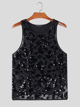 Mens Glitter Lace See Through Sleeveless Vest SKUK61121