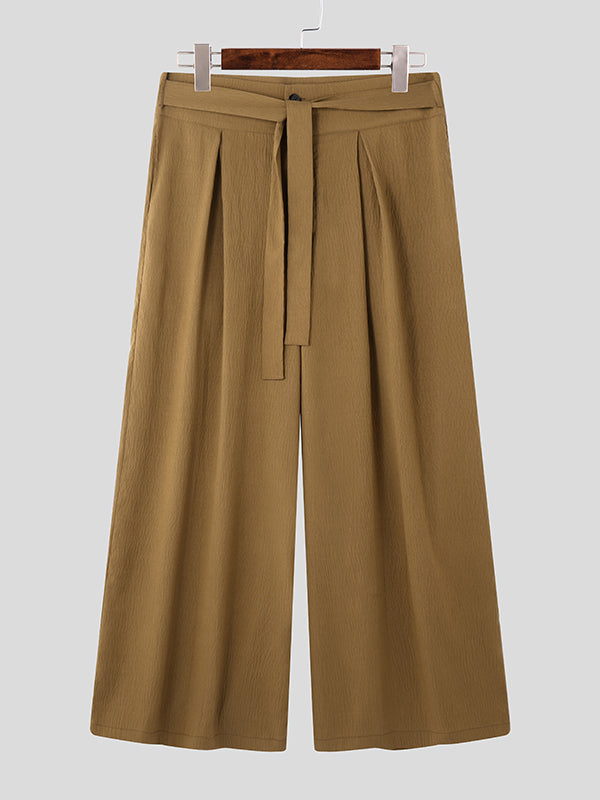 Mens Solid Color Loose Pleated Pant SKUK95657