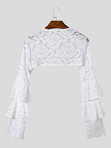 Mens Ruffle Lace Long-Sleeve T-Shirt SKUK91694