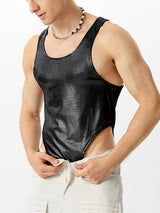 Mens Metallic Scoop Neck Sleeveless Bodysuit SKUK08693