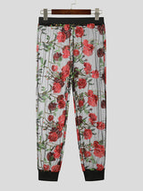 Mens Floral Embroidered Mesh See Through Pants SKUK51633