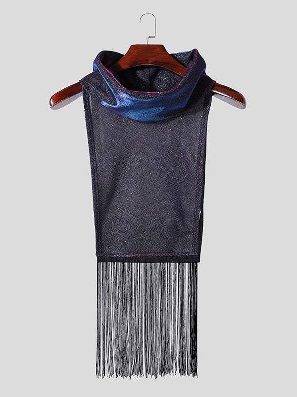 Mens Glitter Fringe Patchwork High Neck Vest SKUK48098