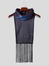 Mens Glitter Fringe Patchwork High Neck Vest SKUK48098