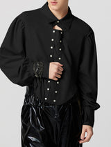 Mens Asymmetric Cut-Out Long-Sleeve Shirt SKUK92687