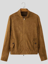 Mens Suede Loose-Fit Long-Sleeve Jacket SKUK87950