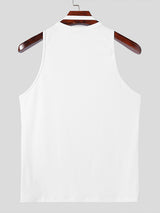 Mens Solid Cutout U-Neck Sleeveless Vest SKUK54957