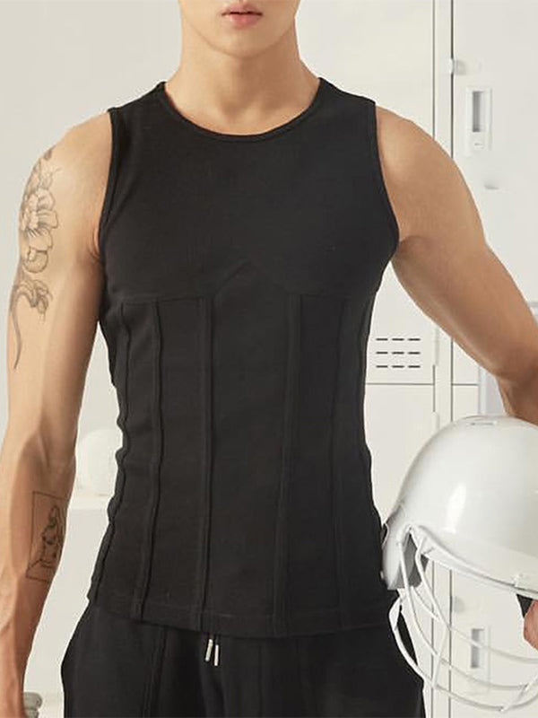 Mens Solid Rib-Knit Sleeveless Vest SKUK50851