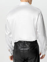 Mens Mesh Hollow-Out Patchwork Satin Long-Sleeve Shirt SKUK76986