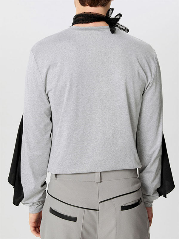 Mens Bow Detail Long Sleeve T-Shirt SKUK73684