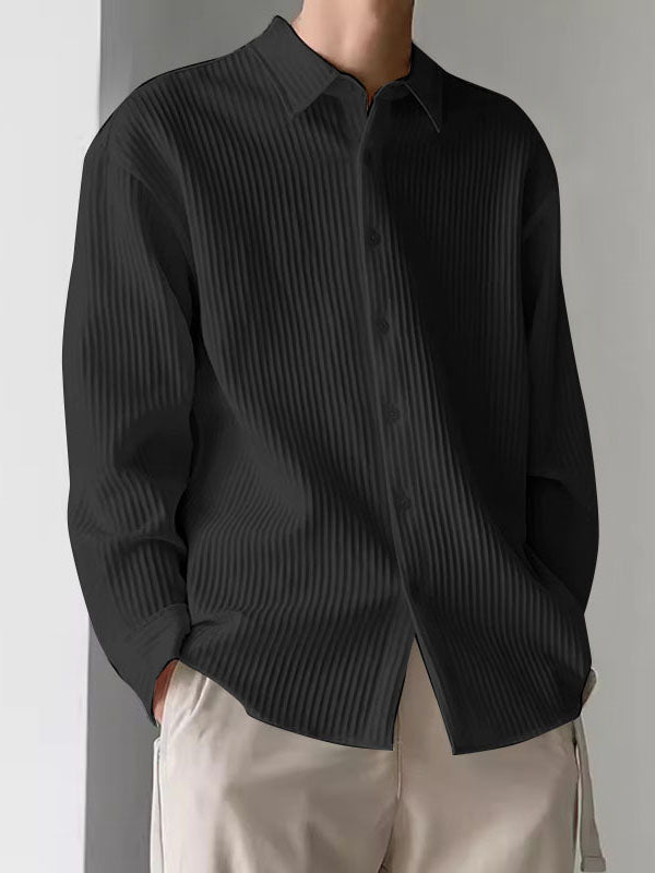 Mens Striped Solid Color Long Sleeve Shirt SKUK70553