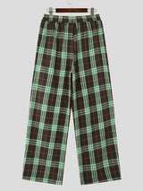 Mens Vintage Plaid Contrast Color Wide Leg Pant SKUK76312