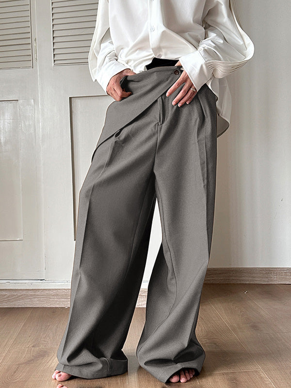 Mens Solid Color Loose Fit Wide Leg Pants SKUK64344